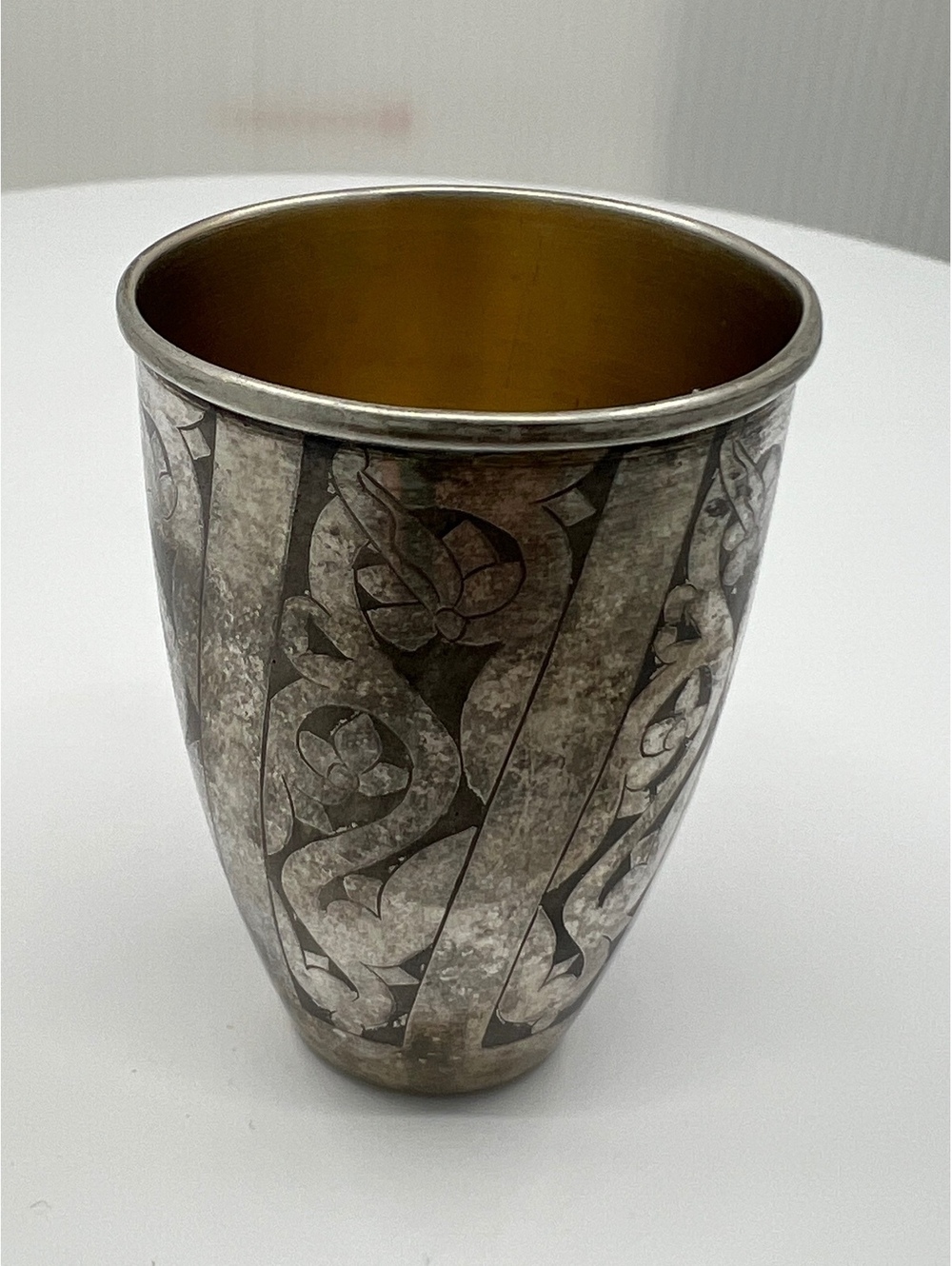 Vintage silver guilded Russian vodka cup